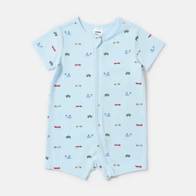 Short Sleeve Zip Romper - 3-6 Months