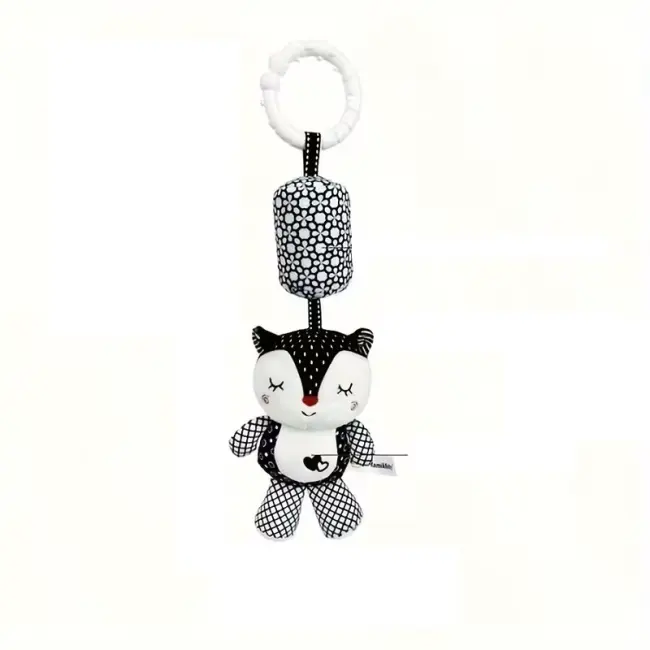 Baby Wind Chime Pram – Black & White Plush Animal Stroller Pendant