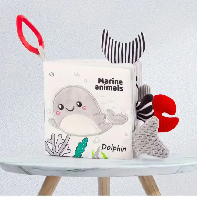 Black & White Cloth Book with 3D Tails – Baby Early Education Sensory Book