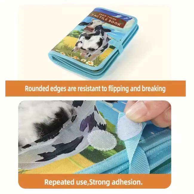 Interactive Baby Sensory Book with Tactile Puzzles & Farm Animal Sounds
