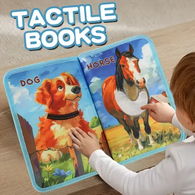 Interactive Baby Sensory Book with Tactile Puzzles & Farm Animal Sounds