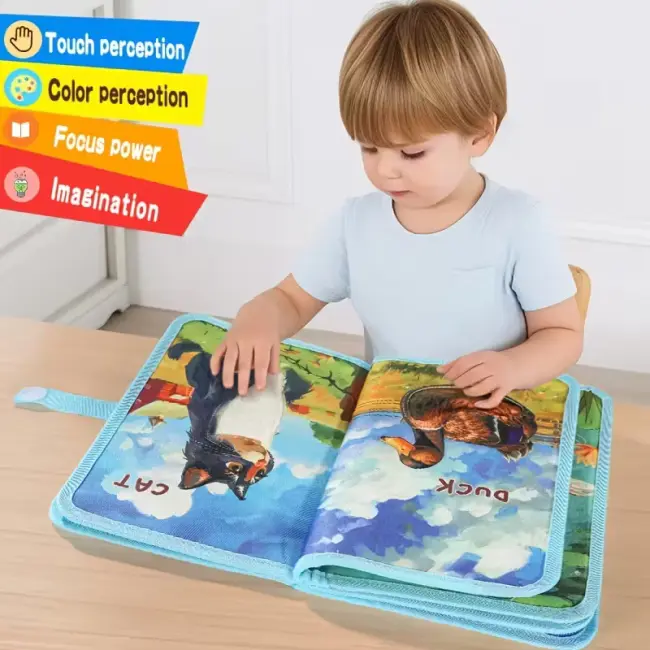 Interactive Baby Sensory Book with Tactile Puzzles & Farm Animal Sounds