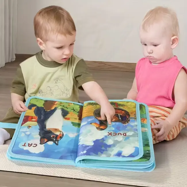 Interactive Baby Sensory Book with Tactile Puzzles & Farm Animal Sounds