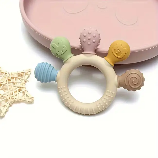 Baby Silicone Teether – Soft Round Teething Rings
