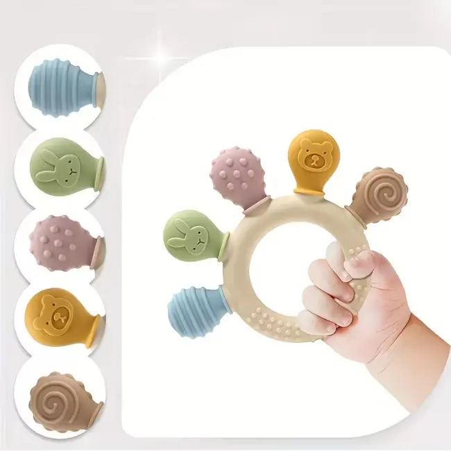 Baby Silicone Teether – Soft Round Teething Rings