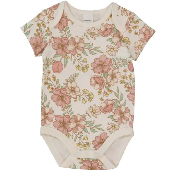 Baby Short Sleeve Cotton Interlock Bodysuit – Cream