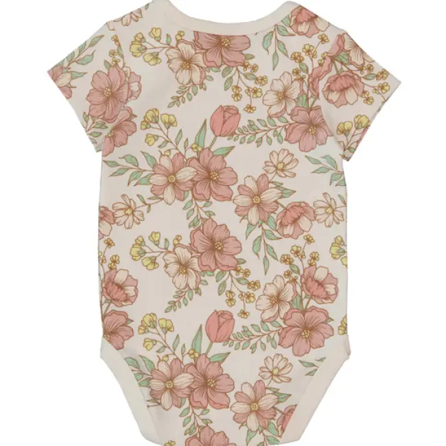 Baby Short Sleeve Cotton Interlock Bodysuit – Cream
