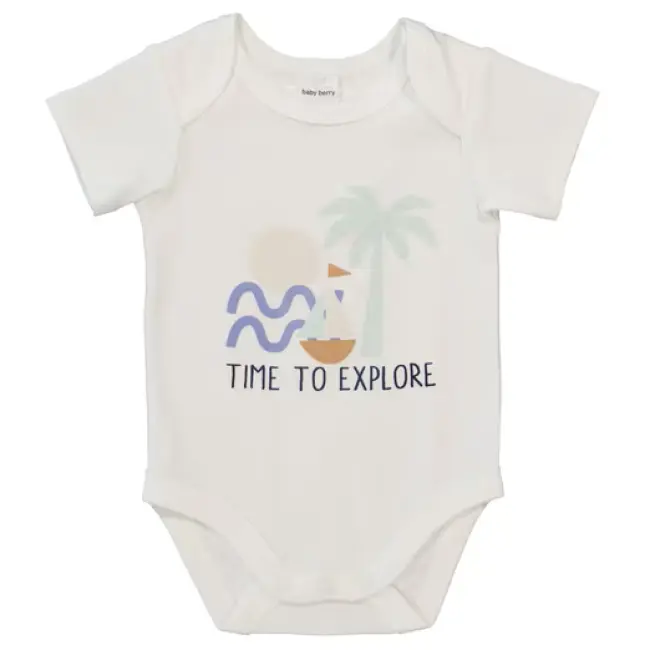 Baby Short Sleeve Cotton Interlock Bodysuit – Off White