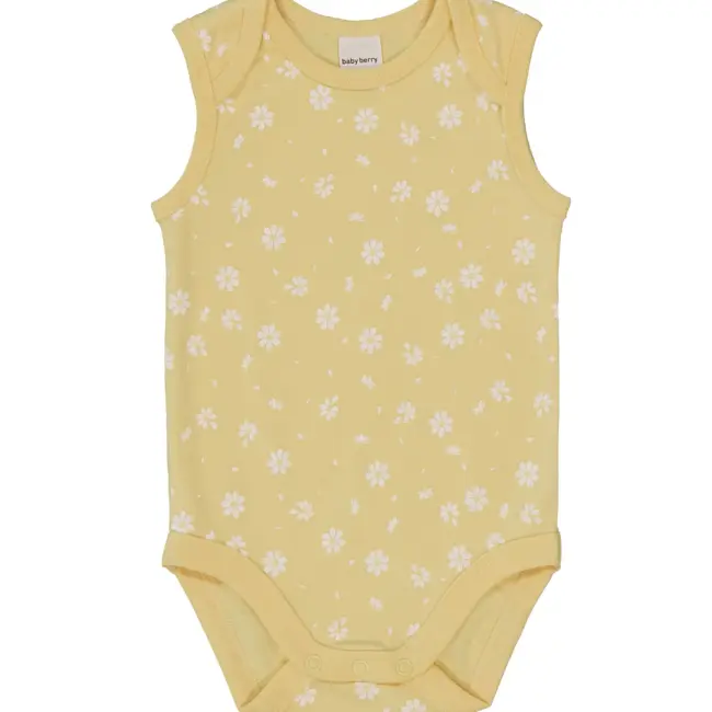 Baby Cotton Sleeveless Bodysuit – Light Yellow