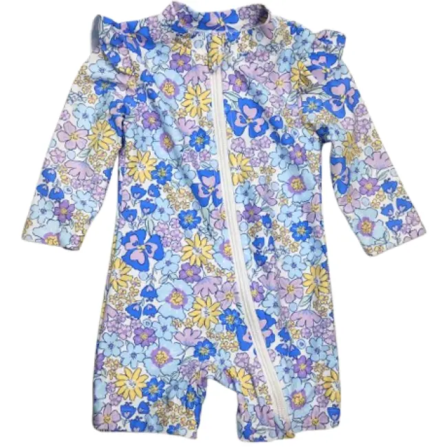 Anko Baby Rashie Beach Suit – Blue Floral (0–6 Months)