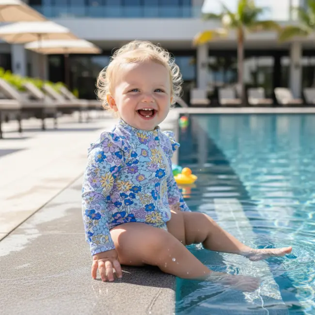 Anko Baby Rashie Beach Suit – Blue Floral (0–6 Months)