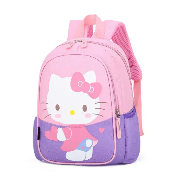 Cute Children’s Kindergarten School Bag – Flower Cat Rose Pink
