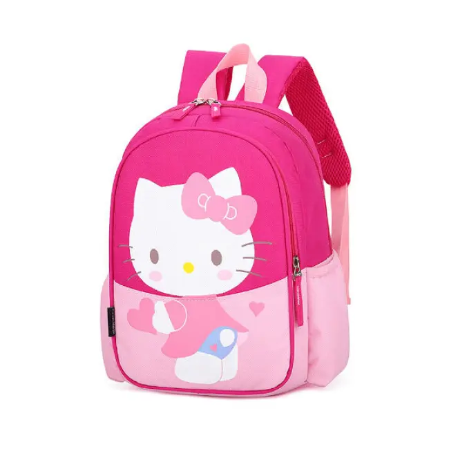 Cute Children’s Kindergarten School Bag – Flower Cat Rose Pink