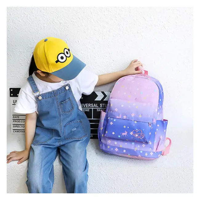 Korean Waterproof School Bag – 3-Piece Set (Purple)