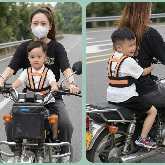 Children’s Motorcycle Safety Strap – One-Shoulder Protective Baby Harness (Green)