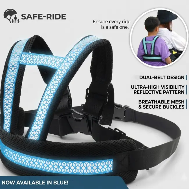 Children’s Motorcycle Safety Strap – One-Shoulder Protective Baby Harness (Green)