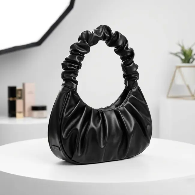 Elegant Pleated Texture Women’s Handbag with Detachable Strap