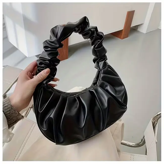 Elegant Pleated Texture Women’s Handbag with Detachable Strap
