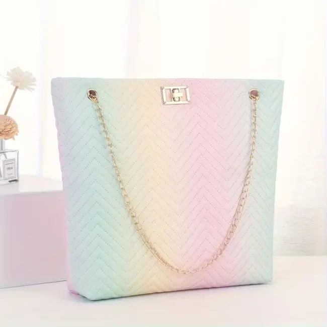 Women’s Gradient Multicolor Striped Shoulder Handbag