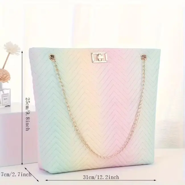 Women’s Gradient Multicolor Striped Shoulder Handbag