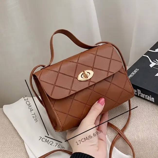 Minimalist Rhombus Pattern Small Square Crossbody Bag for Women