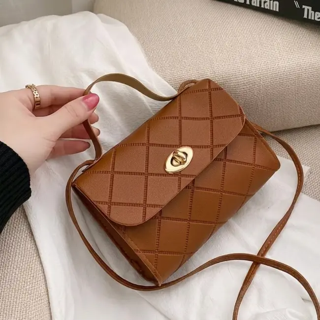 Minimalist Rhombus Pattern Small Square Crossbody Bag for Women