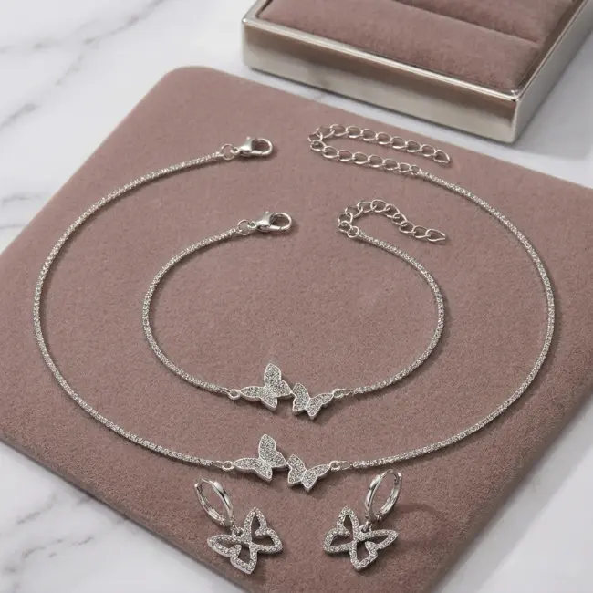 4-Piece Butterfly Pendant Jewelry Set for Women