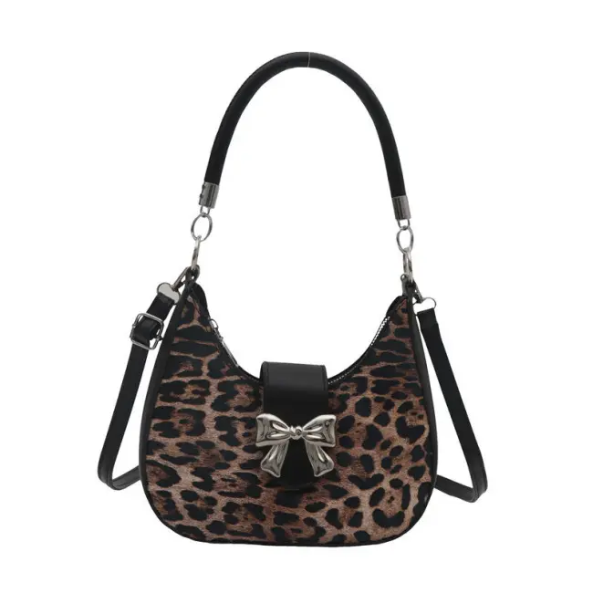Celebrant All-Match Fashion High-Value Work Commuter Bag – Leopard Bow Shoulder Underarm Bag