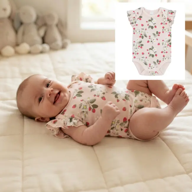 Baby Frill Sleeve Bodysuit Colour | Light Pink 0-3 Months