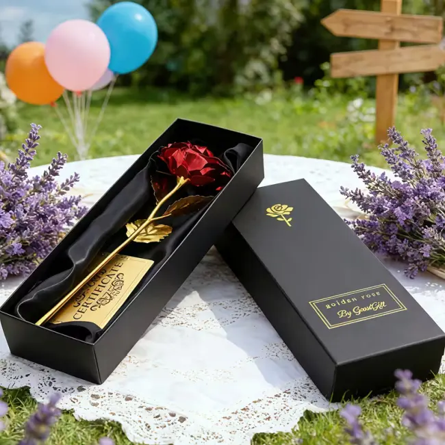 Elegant Faux Rose with Gift Box for Loved Ones