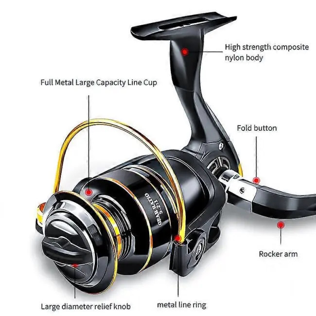 KM 7000 Ultra-Light Metal Spinning Fishing Reel